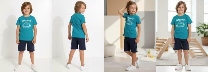 Camiseta em Malha Azul