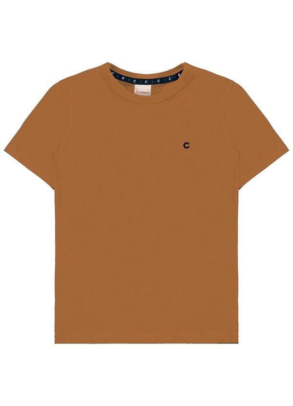 Carinhoso - Camiseta em Malha com Bordado Marrom
