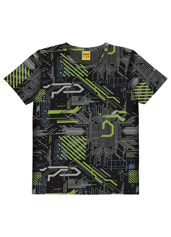 Rovi Kids - Camiseta Infantil Masculina Estampada Preto