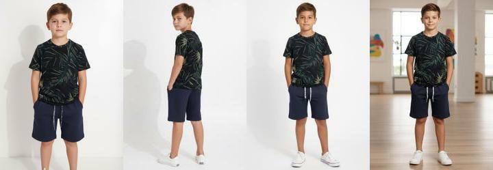 Camiseta em Malha Estampada Preto