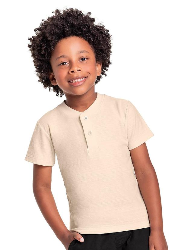 Quimby - Camiseta em Malha Flamê para Menino Bege
