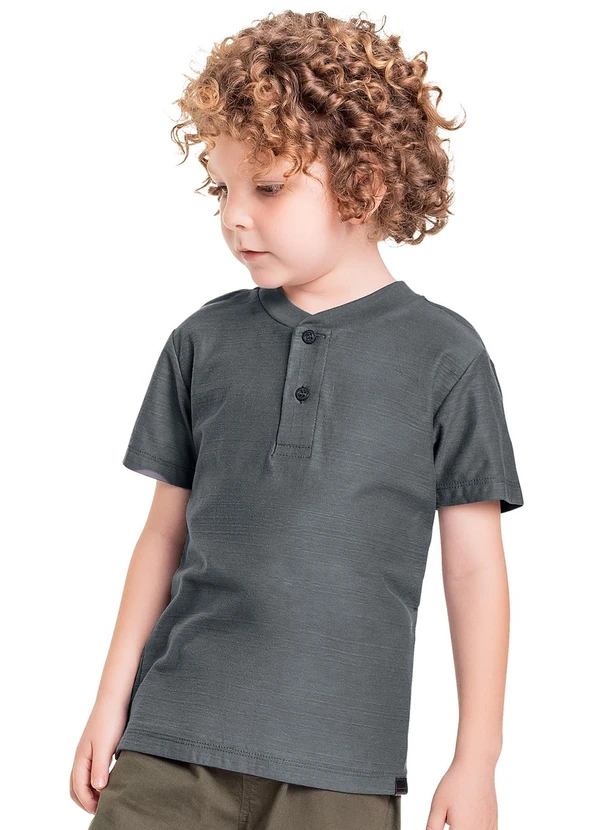 Quimby - Camiseta em Malha Flamê para Menino Cinza