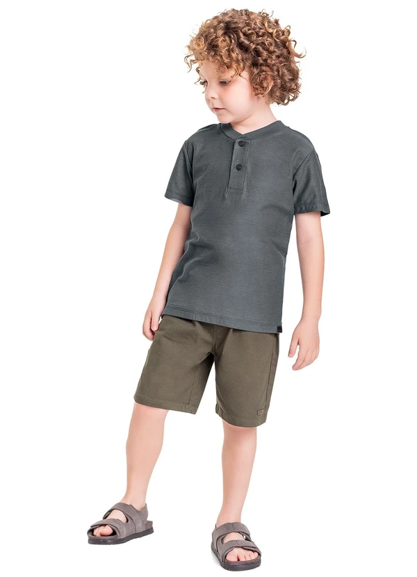 Quimby - Camiseta em Malha Flamê para Menino Cinza 2