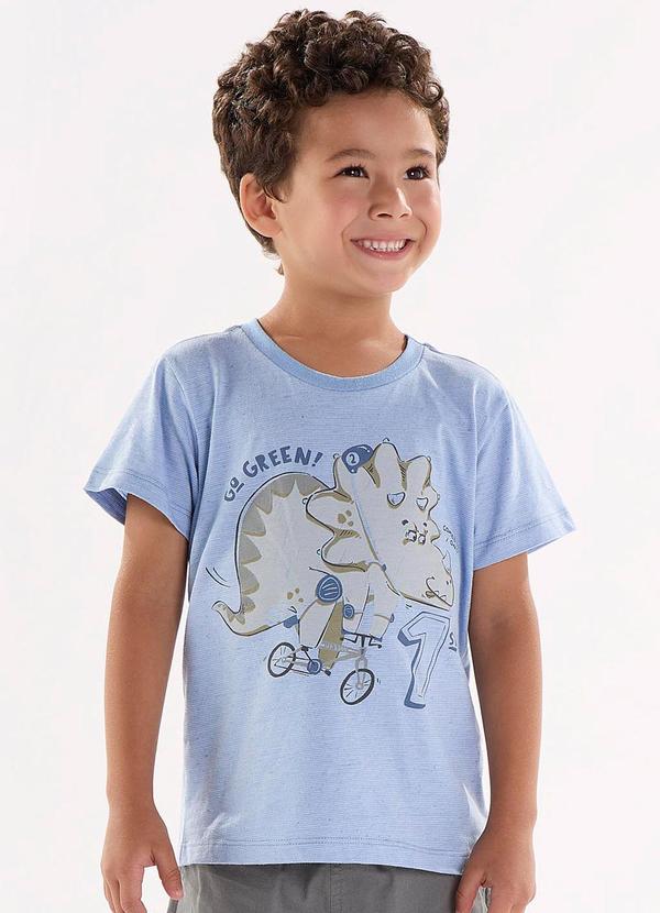 Up Baby - Camiseta em Meia Malha Linho Azul