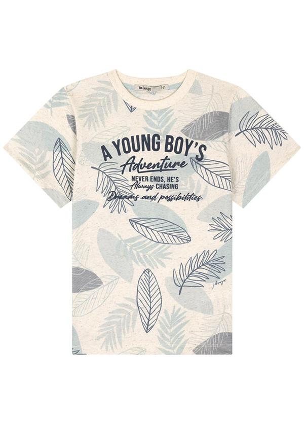 Ioluig - Camiseta em Meia Malha Linho Folhagens Azul 1