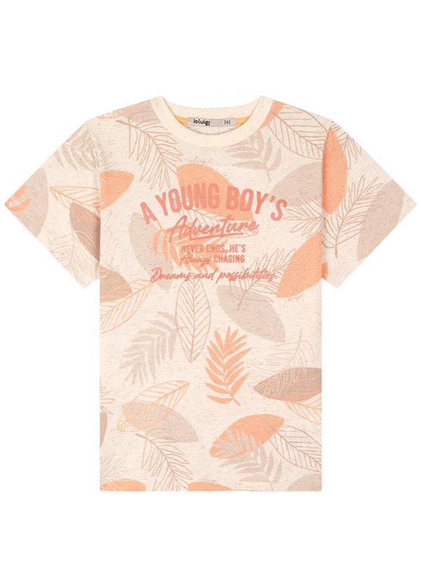 Ioluig - Camiseta em Meia Malha Linho Folhagens Laranja 2