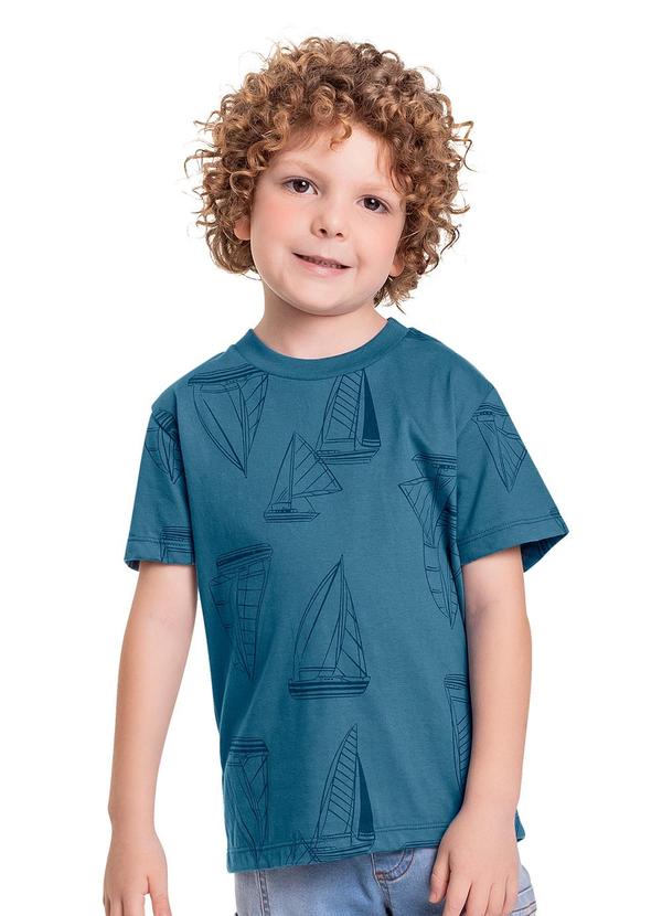 Quimby - Camiseta em Meia Malha para Menino Azul