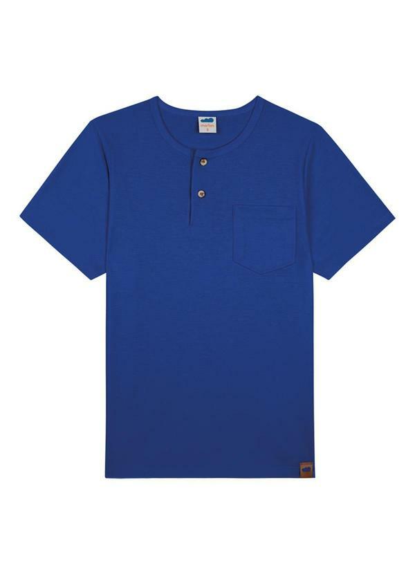 Marlan - Camiseta em Meia Malha Penteada Azul