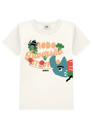 Marlan - Camiseta em Meia Malha Penteada Menino Branco - MARLAN