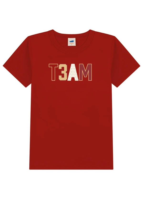 Marlan - Camiseta em Meia Malha Penteada Menino Vermelho