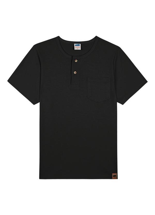 Marlan - Camiseta em Meia Malha Penteada Preto