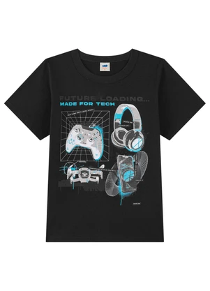 Marlan - Camiseta Estampa com Metalizado Preto - MARLAN