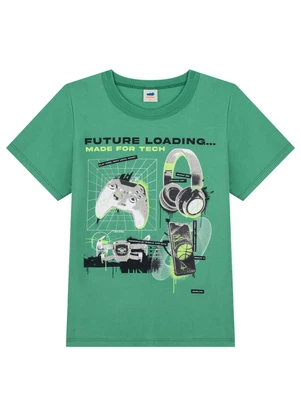 Marlan - Camiseta Estampa com Metalizado Verde - MARLAN