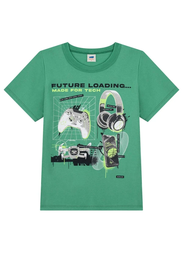 Marlan - Camiseta Estampa com Metalizado Verde