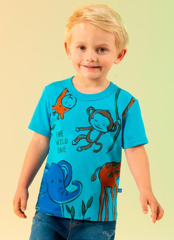 Cativa Kids - Camiseta Estampa de Animais Azul