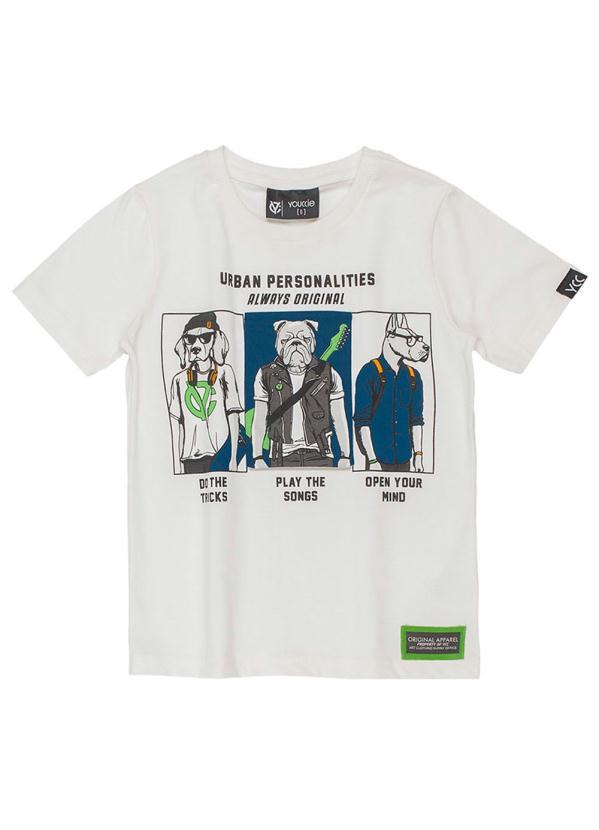 Youccie - Camiseta Estampa de Cachorro Branca