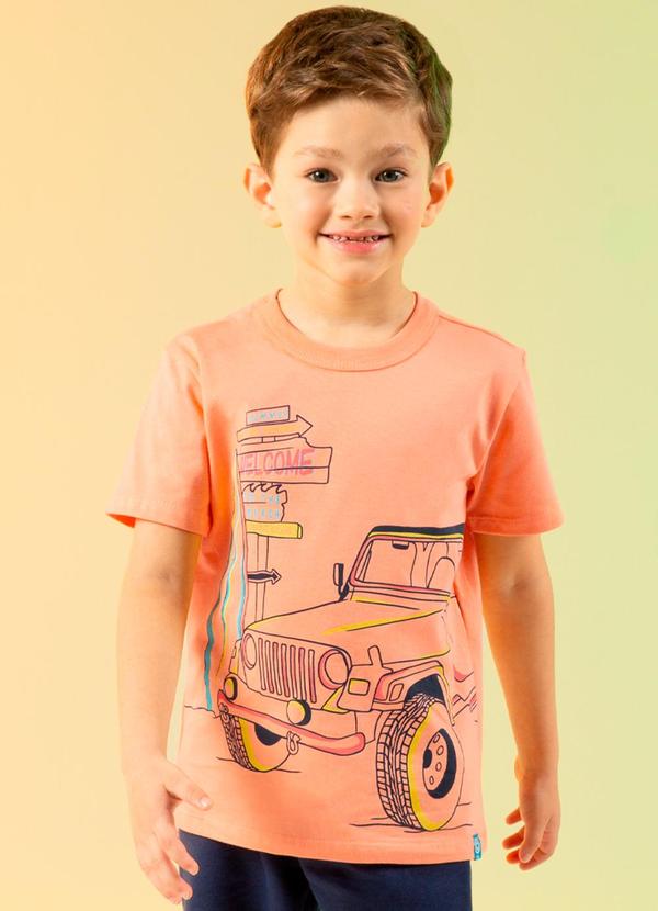 Cativa Kids - Camiseta Estampa de Carro Laranja