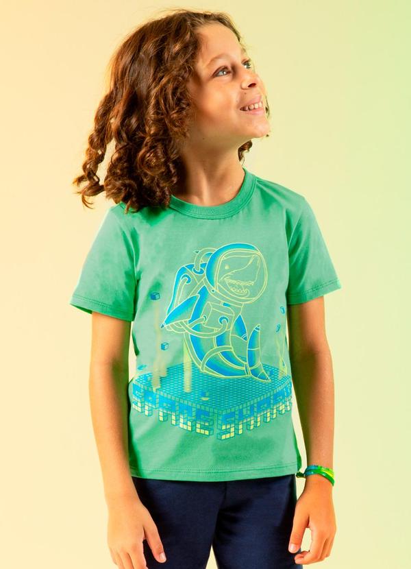 Cativa Kids - Camiseta Estampa de Tubarão Verde