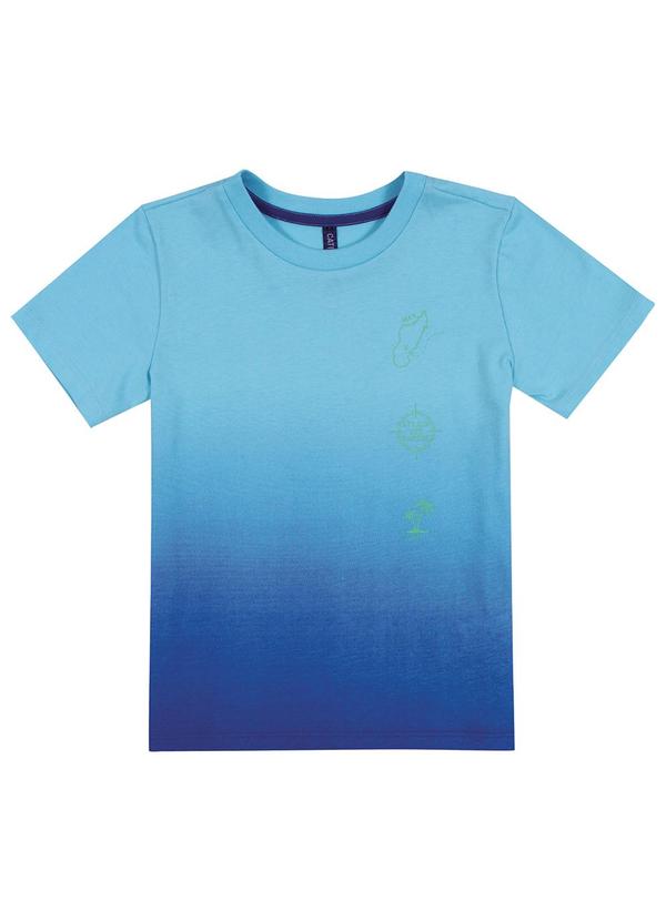 Cativa Kids - Camiseta Estampa Frente e Costas Azul