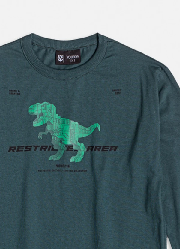 Youccie - Camiseta Estampa Futurista de Dino Verde 3