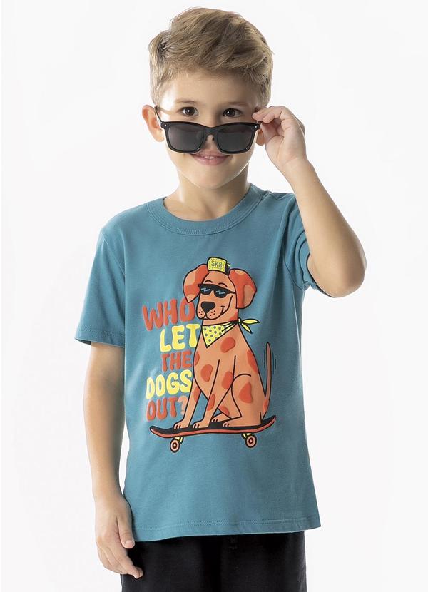 Cativa Kids - Camiseta Estampada com Relevo Azul