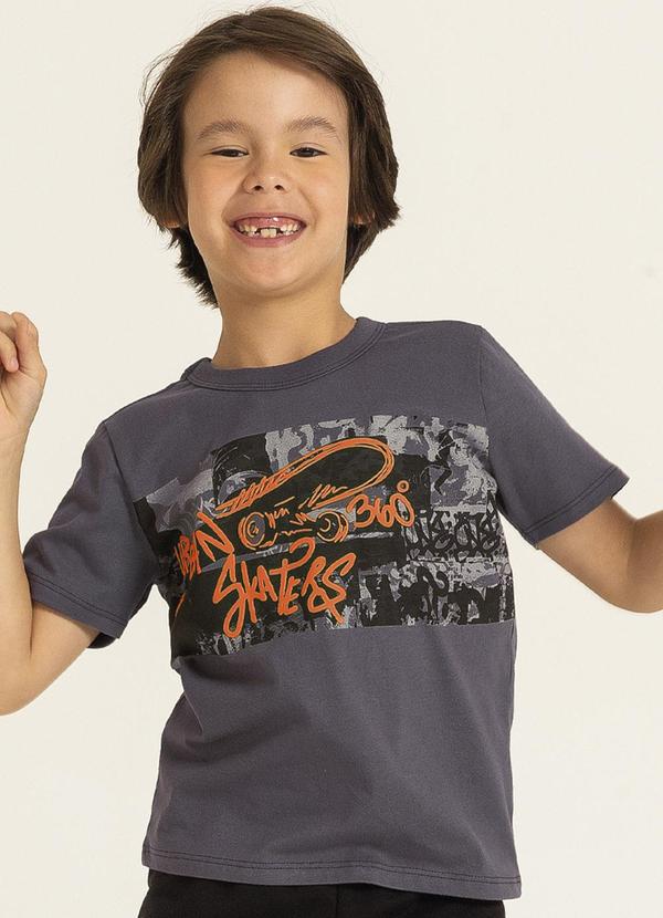 Cativa Kids - Camiseta Estampada com Relevo Cinza