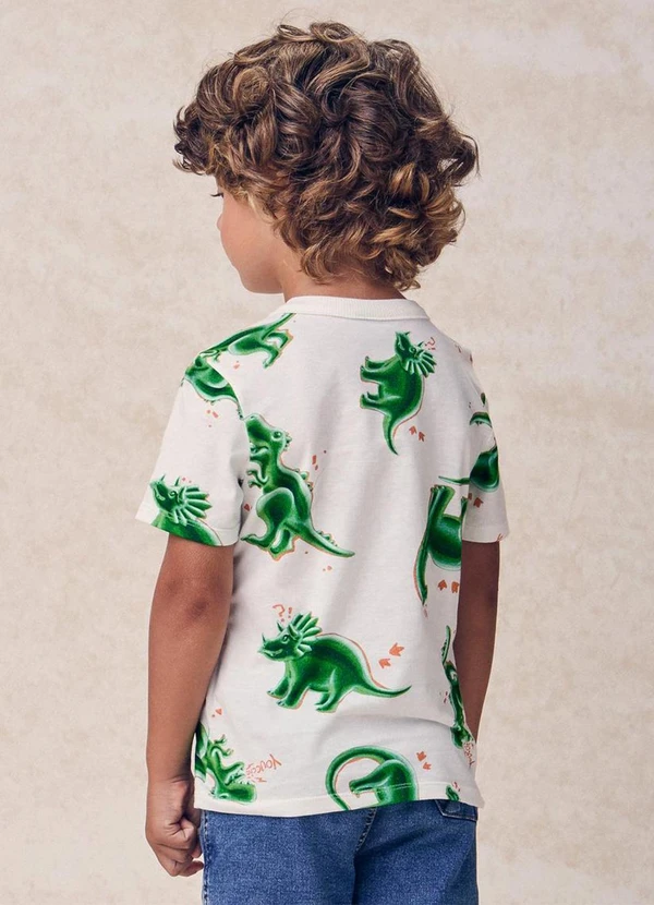 Youccie - Camiseta Estampada de Dinossauros Branco 2