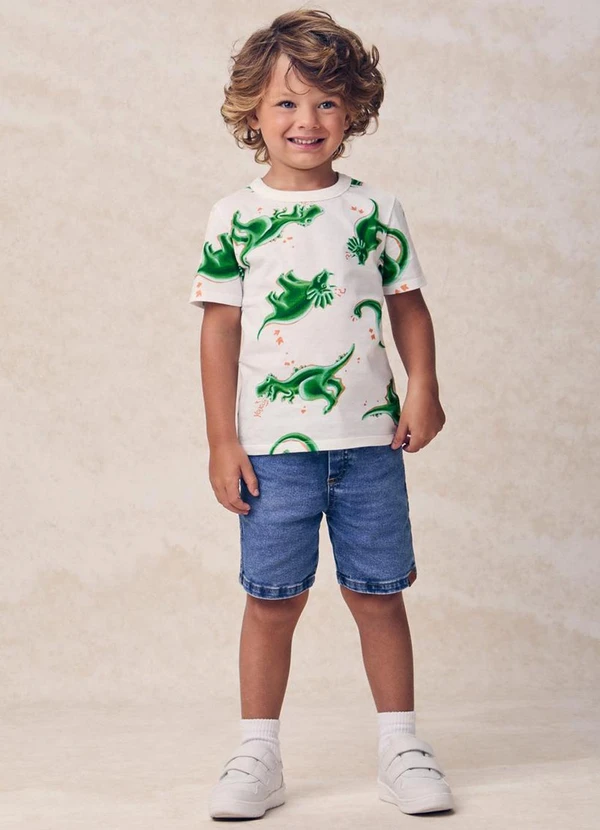 Youccie - Camiseta Estampada de Dinossauros Branco 3