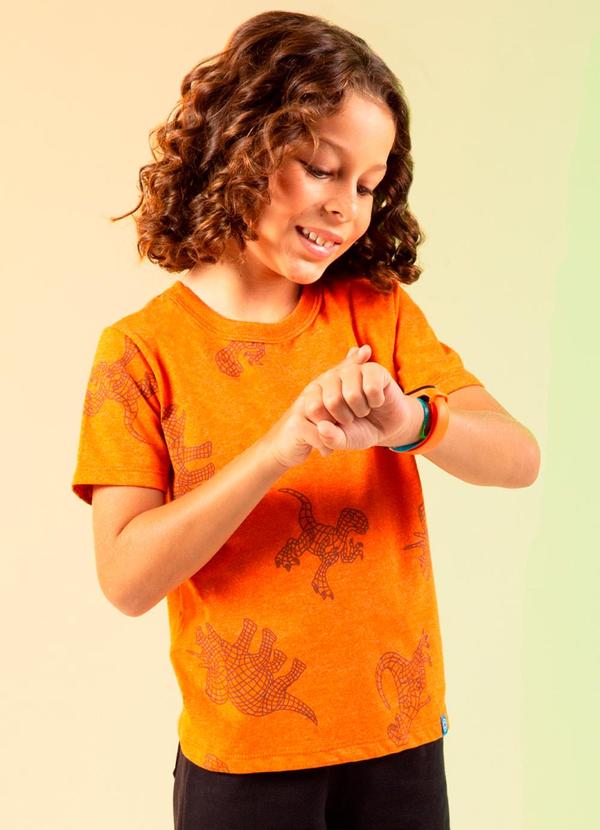 Cativa Kids - Camiseta Estampada Dino Laranja