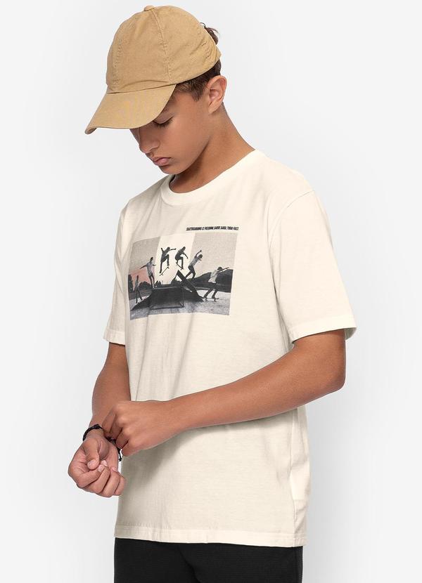 Minty - Camiseta Estampada Masculina Bege