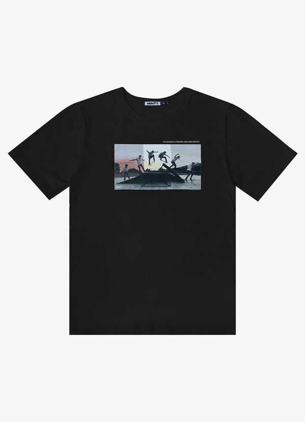 Minty - Camiseta Estampada Masculina Preto