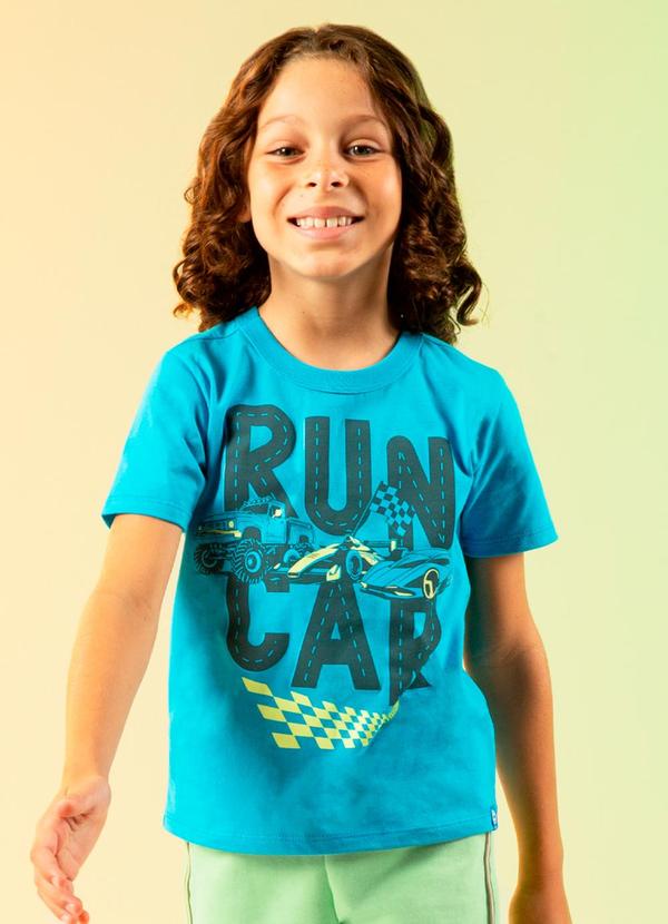Cativa Kids - Camiseta Estampada Run Car Azul