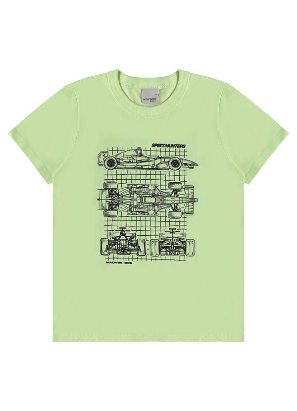 Malwee Kids - Camiseta Fórmula 1 em Malha Verde Claro