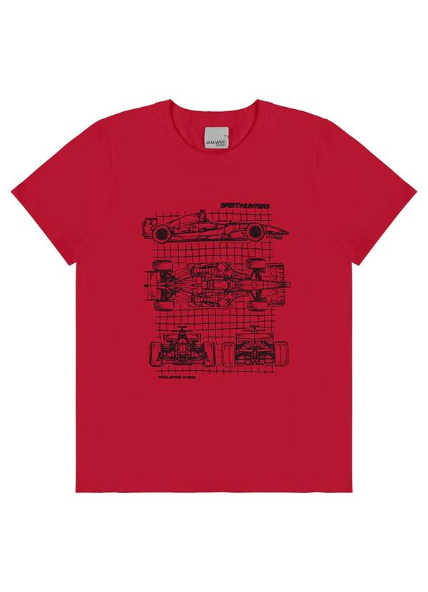 Malwee Kids - Camiseta Fórmula 1 em Malha Vermelho