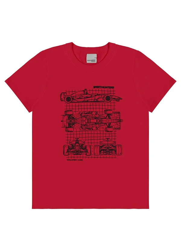 Malwee Kids - Camiseta Fórmula 1 em Malha Vermelho
