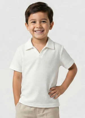 Turminha - Camiseta Gola Cubana Menino Off White - TURMINHA