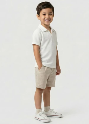Turminha - Camiseta Gola Cubana Menino Off White - TURMINHA