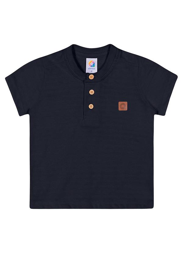 Alenice - Camiseta Henley Botões Menino Azul