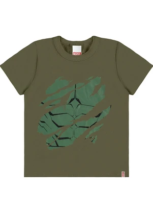 Malwee Kids - Camiseta Hulk em Malha Verde Militar - MALWEE KIDS
