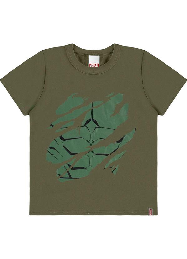 Malwee Kids - Camiseta Hulk em Malha Verde Militar