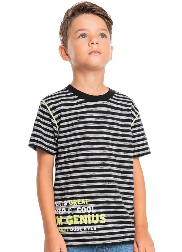Quimby - Camiseta I'M Genius Infantil Listrada Preto