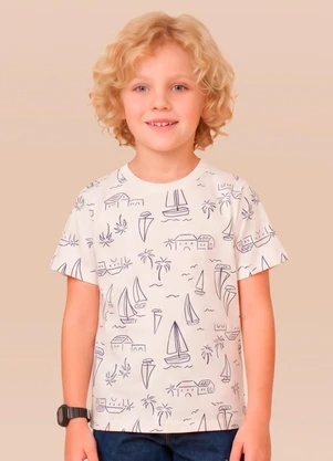 Brandili - Camiseta Infantil Barcos Bege - BRANDILI
