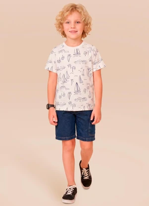 Brandili - Camiseta Infantil Barcos Bege - BRANDILI
