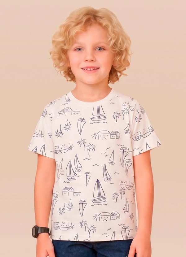Brandili - Camiseta Infantil Barcos Bege