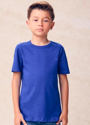 Youccie - Camiseta Infantil Básica com Bordado Azul - YOUCCIE