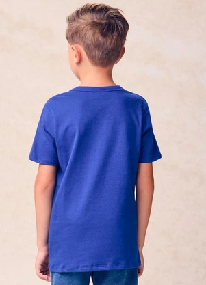 Youccie - Camiseta Infantil Básica com Bordado Azul - YOUCCIE