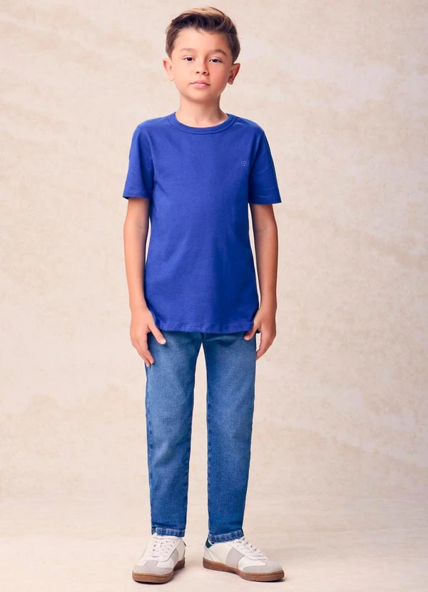 Youccie - Camiseta Infantil Básica com Bordado Azul 3