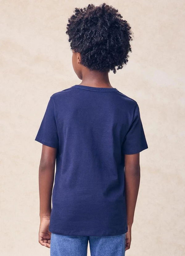 Youccie - Camiseta Infantil Básica com Bordado Marinho 2