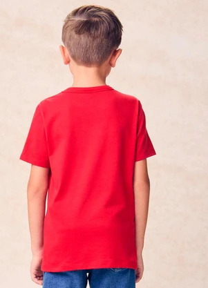 Youccie - Camiseta Infantil Básica com Bordado Vermelho - YOUCCIE