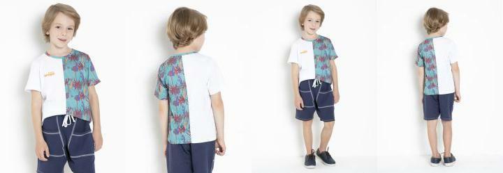 Camiseta Infantil Bicolor com Recorte